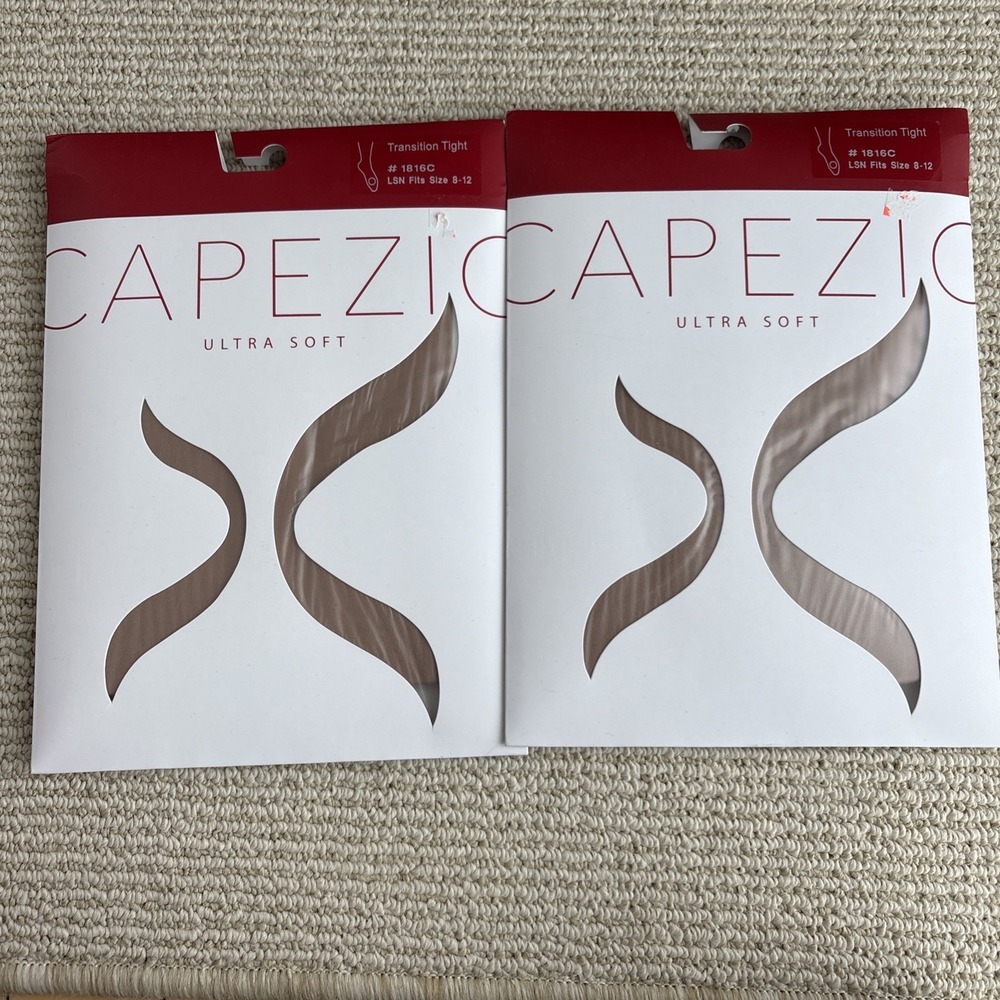2 Capezio Ultra Soft Transition Tights Suntan Size 8-12 Dance Ballet #1816C